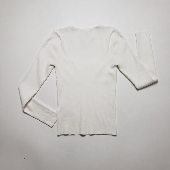 Madewell Wide Rib Sweater Top Women's Small Antique Cream Ivory Sweetheart Neck - Picture 14 of 16